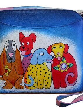 Animated Dogs Hand Painted Shoulder Bag